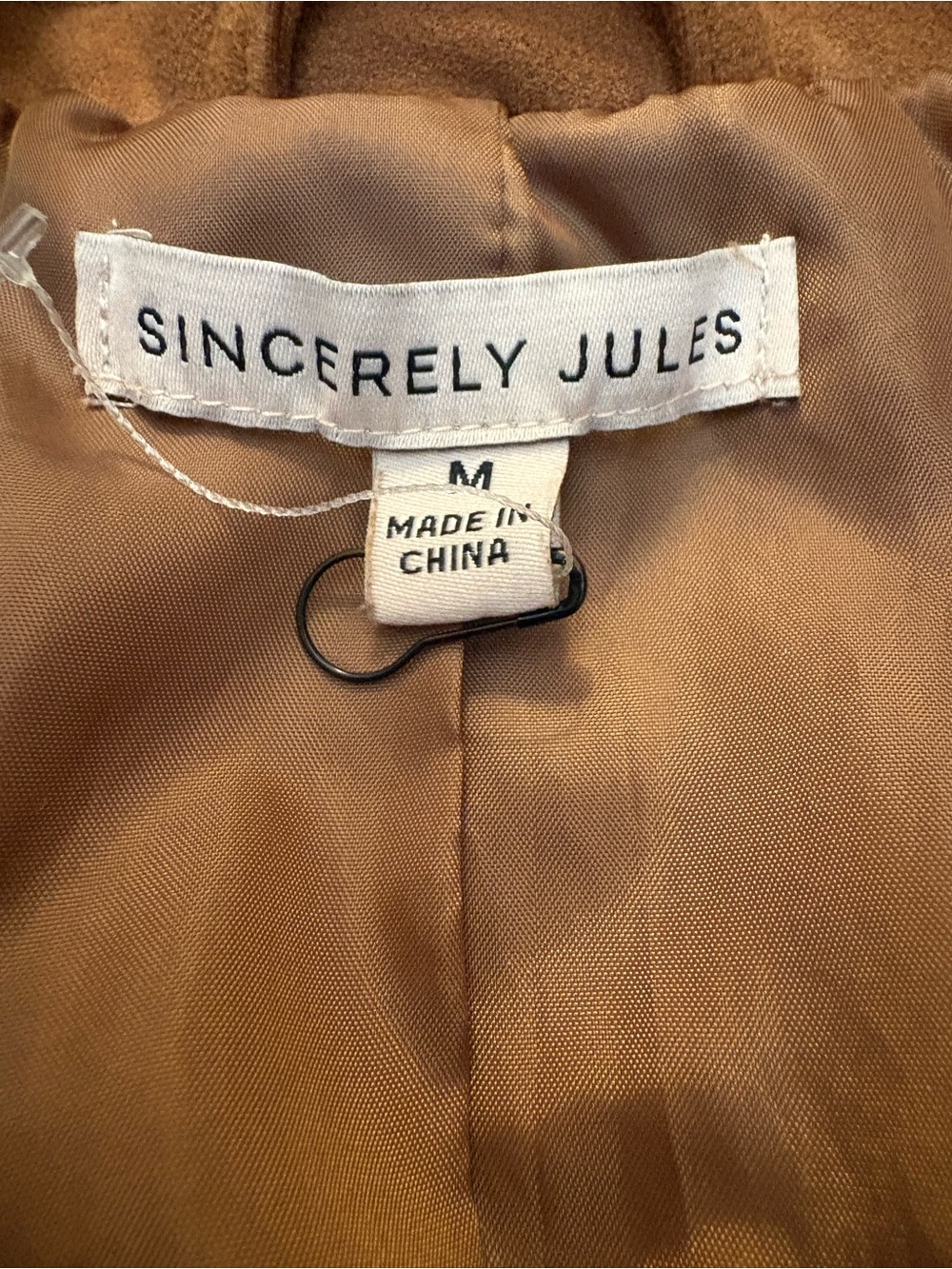Sincerely Jules Camel Faux Suede Blazer Jacket Size Medium - Picture 5 of 6